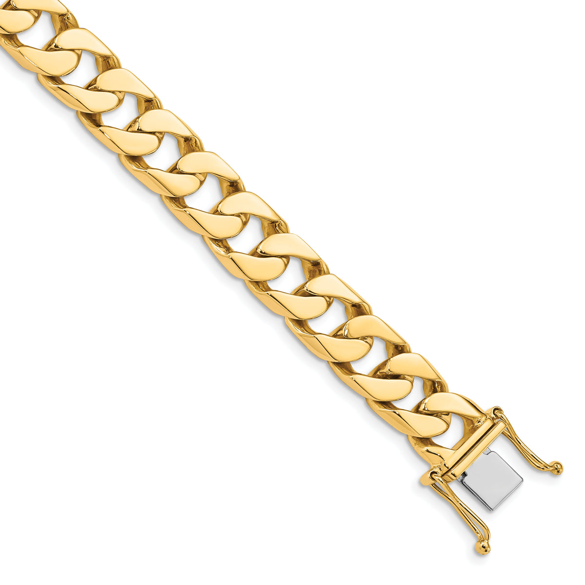 14K 10.6mm Hand-polished Flat Beveled Curb Link Bracelet-LK134-8