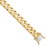 14K 10.6mm Hand-polished Flat Beveled Curb Link Bracelet-LK134-8