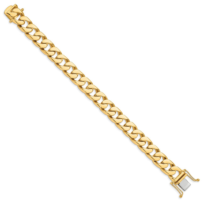 14k 12mm Hand-polished Flat Beveled Curb Chain-LK135-8