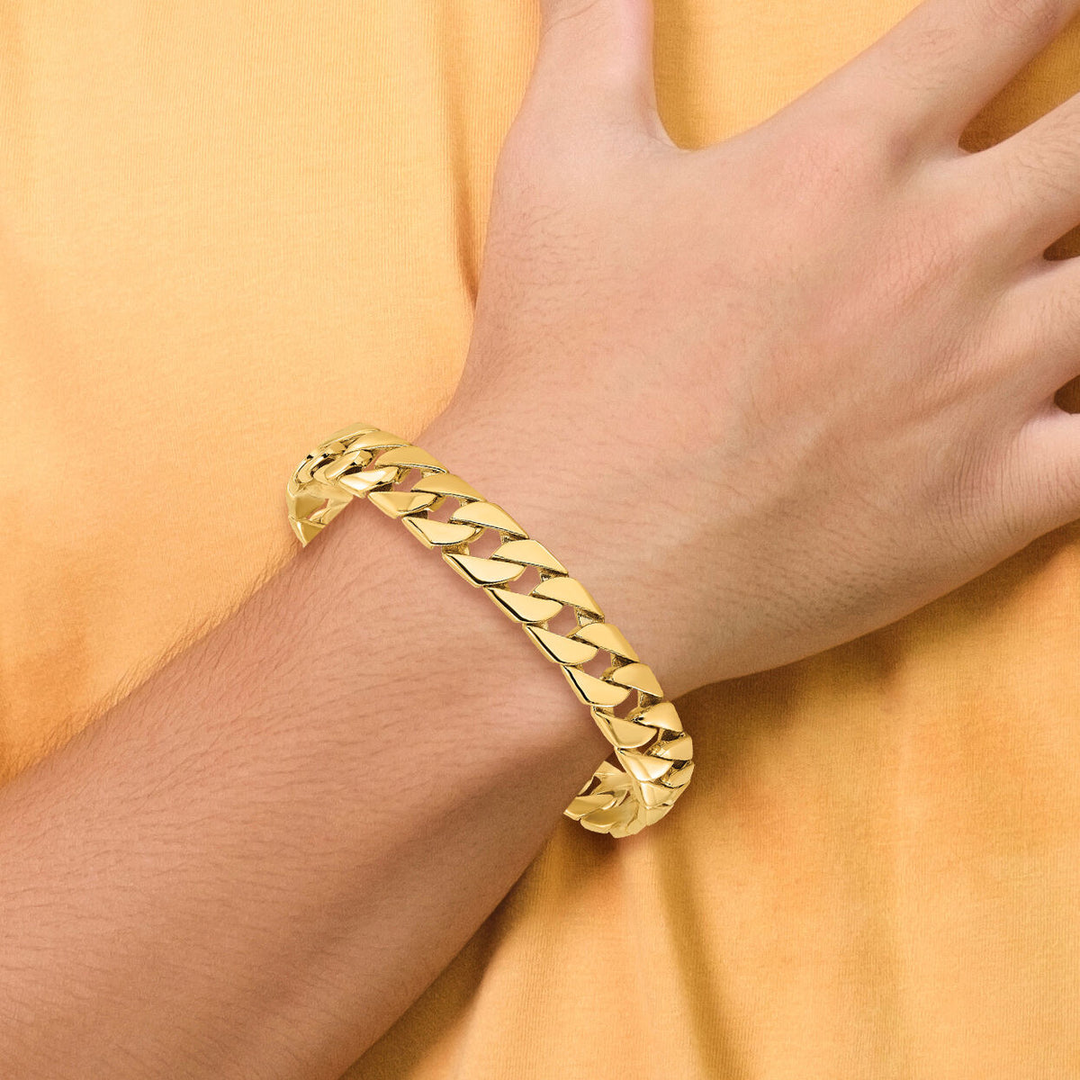 14k 10.2mm Hand-polished Fancy Link Bracelet-LK141-8