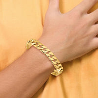 14k 10.2mm Hand-polished Fancy Link Bracelet-LK141-8
