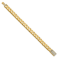 14k 10.2mm Hand-polished Fancy Link Diamond Clasp Bracelet-LK141DIA-8