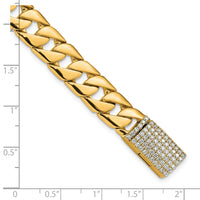 14k 10.2mm Hand-polished Fancy Link Diamond Clasp Bracelet-LK141DIA-8