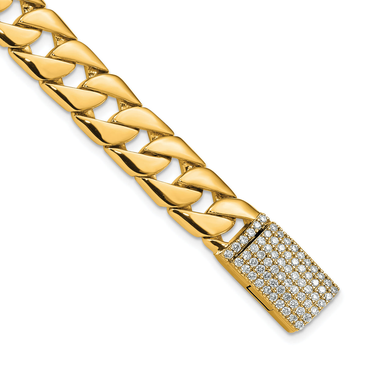 14k 10.2mm Hand-polished Fancy Link Diamond Clasp Bracelet-LK141DIA-8