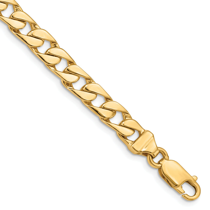 14K 6.5mm Hand-polished Fancy Link Bracelet-LK147-8