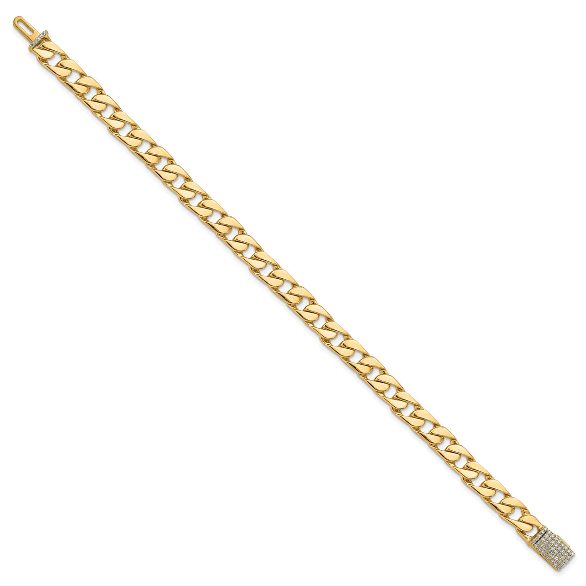 14K 6.5mm Hand-polished Fancy Link Diamond Clasp Bracelet-LK147DIA-8