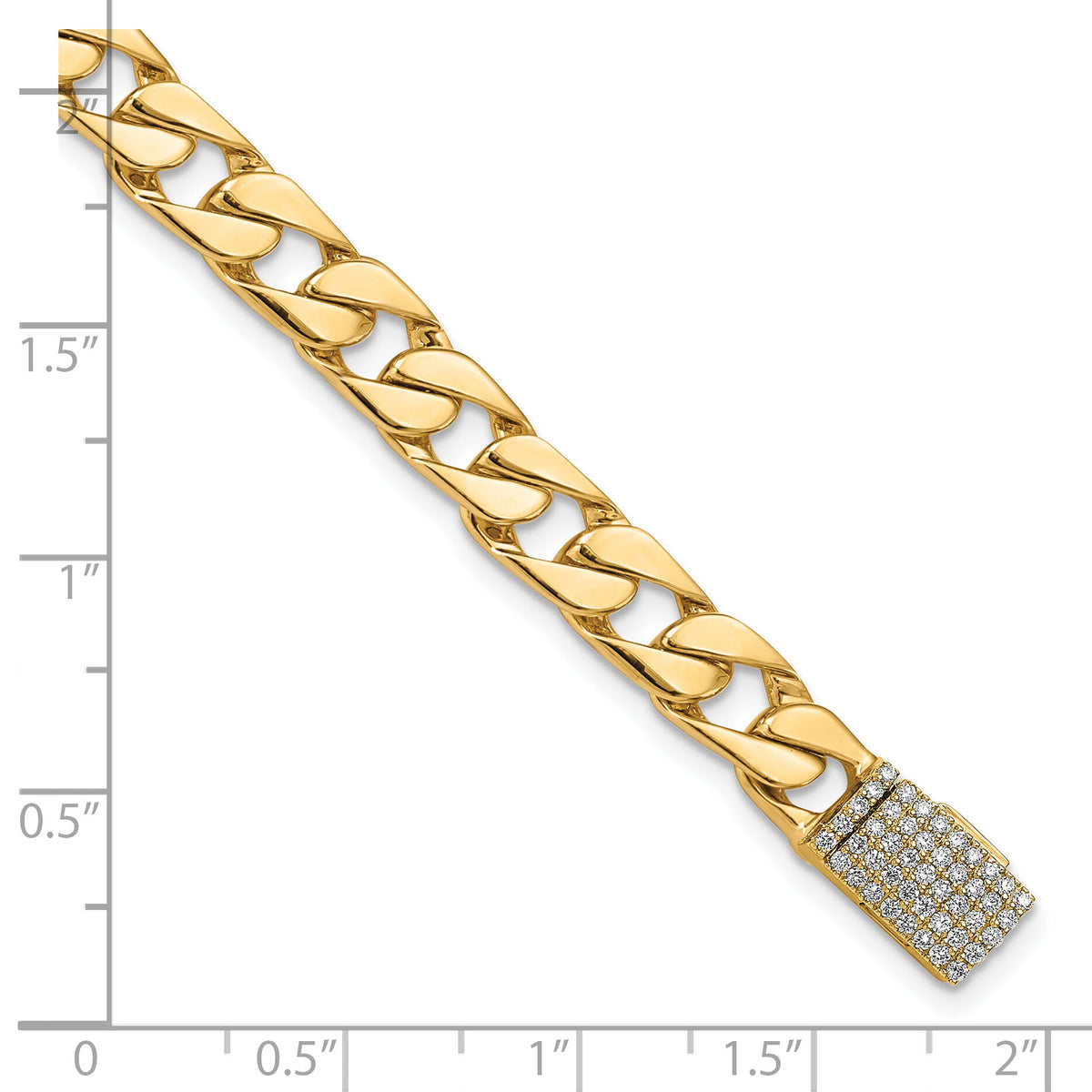 14K 6.5mm Hand-polished Fancy Link Diamond Clasp Bracelet-LK147DIA-8