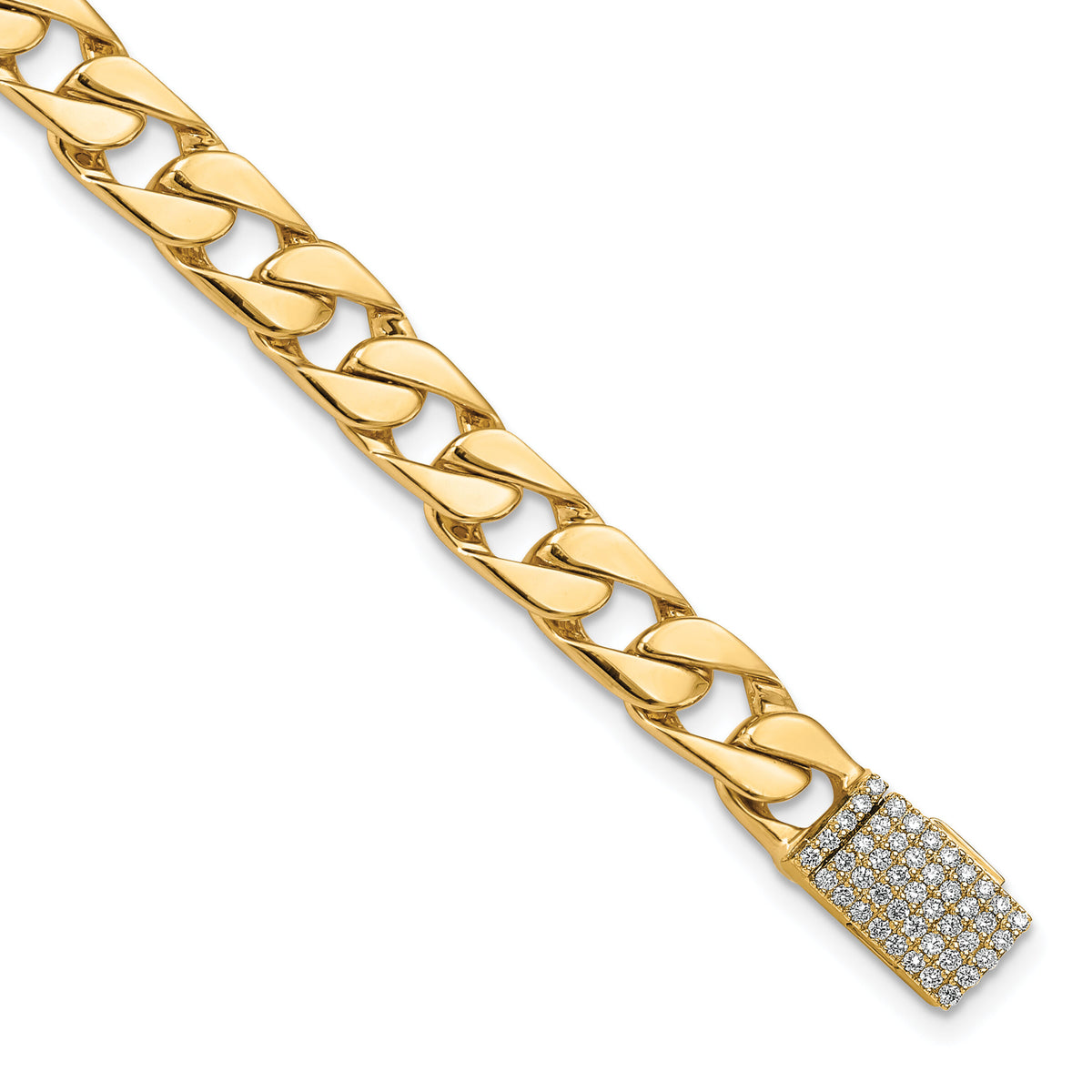 14K 6.5mm Hand-polished Fancy Link Diamond Clasp Bracelet-LK147DIA-8