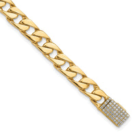 14K 6.5mm Hand-polished Fancy Link Diamond Clasp Bracelet-LK147DIA-8