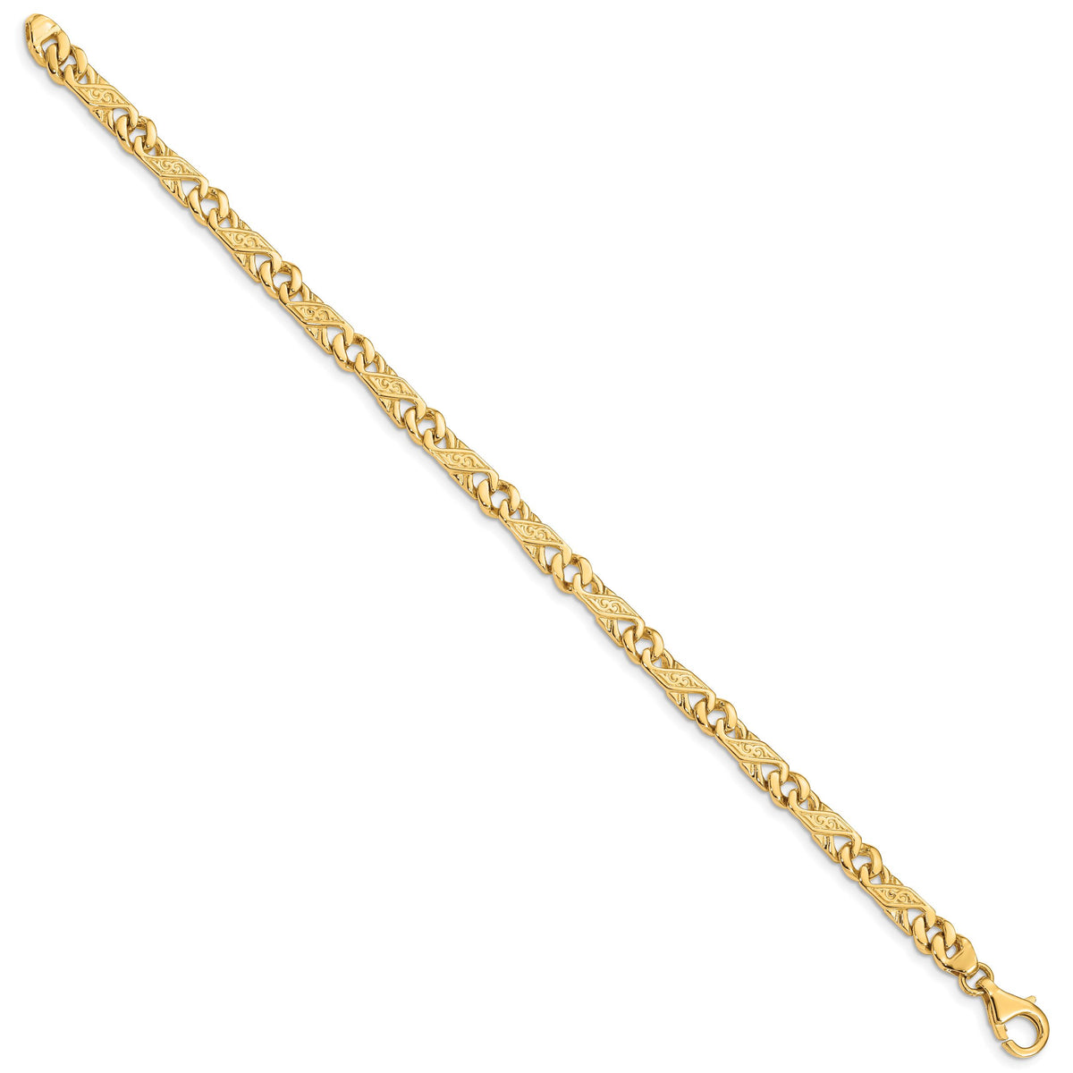 14k 5.5mm Hand-Polished Fancy Link Bracelet-LK161-7