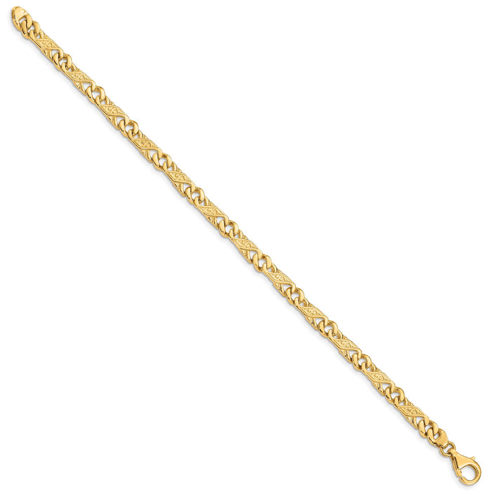 14k 5.5mm Hand-Polished Fancy Link Bracelet-LK161-7