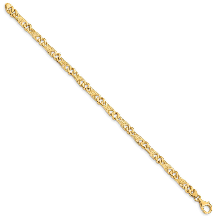 14K 5.5mm Hand-polished Fancy Link Bracelet-LK161-8