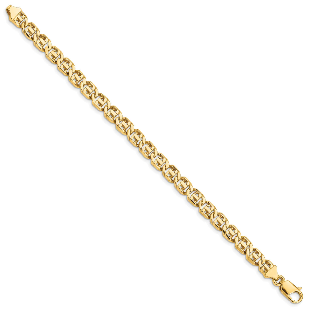 14K 6.75mm Hand-Polished Fancy Link Bracelet-LK163-7