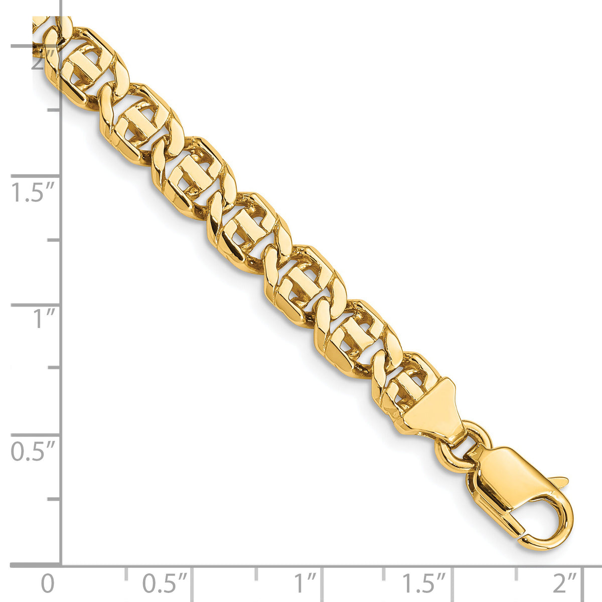 14K 6.75mm Hand-Polished Fancy Link Bracelet-LK163-7