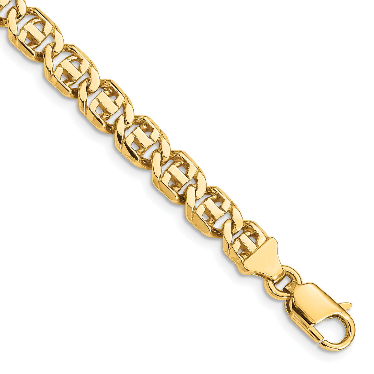 14K 6.75mm Hand-Polished Fancy Link Bracelet-LK163-8