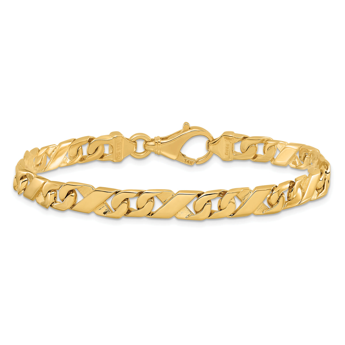 14K 6.7mm Hand-polished Fancy Link Bracelet-LK165-8