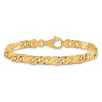 14K 6.7mm Hand-polished Fancy Link Bracelet-LK165-8