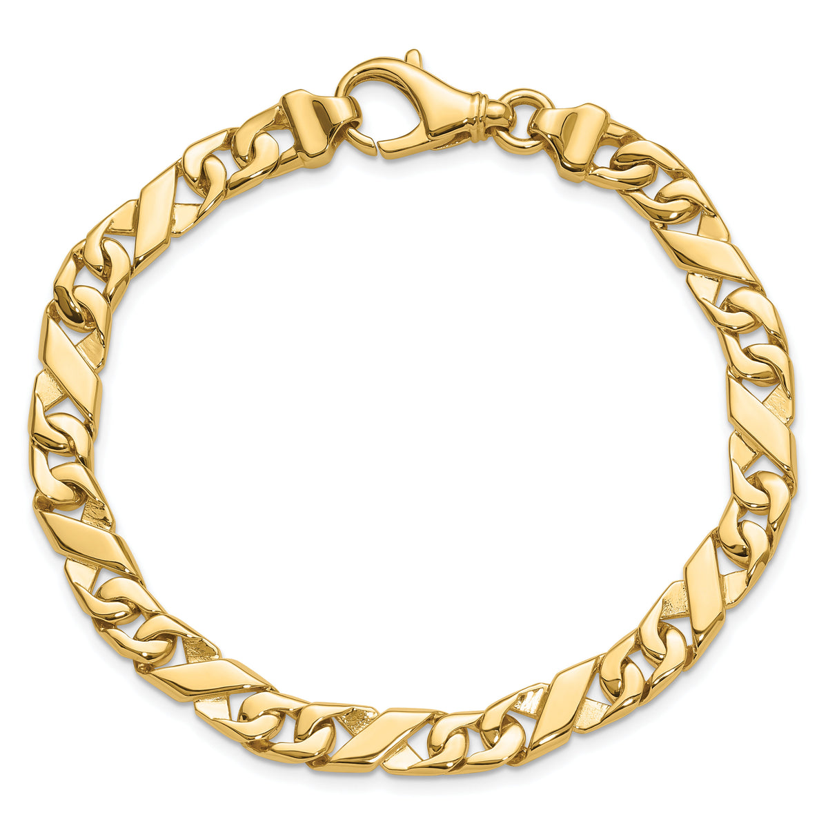 14K 6.7mm Hand-polished Fancy Link Bracelet-LK165-8