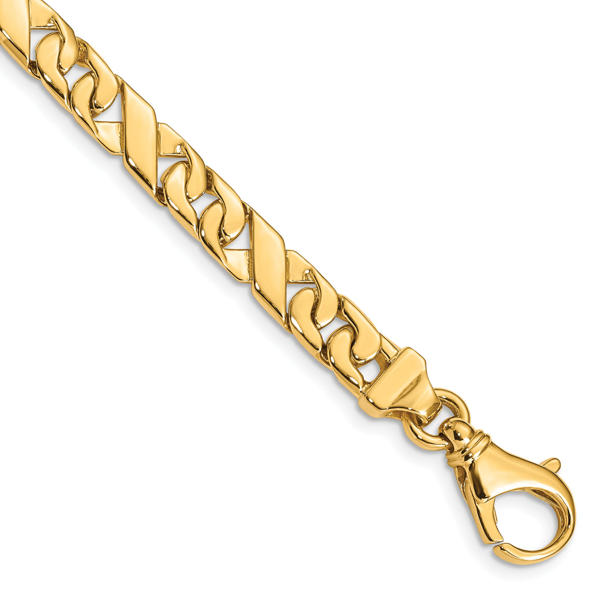 14K 6.7mm Hand-polished Fancy Link Bracelet-LK165-8