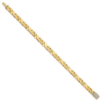 14K 6.7mm Hand-polished Fancy Link Diamond Clasp Bracelet-LK165DIA-8