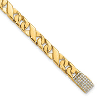 14K 6.7mm Hand-polished Fancy Link Diamond Clasp Bracelet-LK165DIA-8