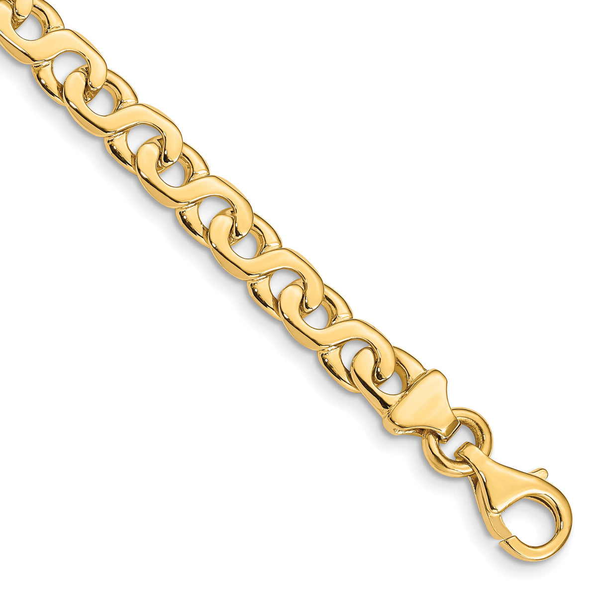 14K 6.2mm Hand-Polished Fancy Link Bracelet-LK170-7