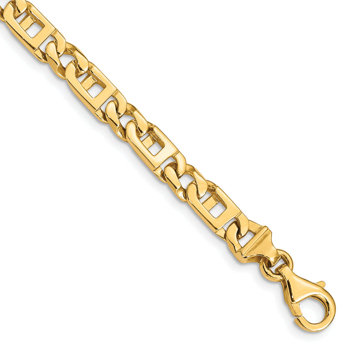 14k 5.9mm Hand-Polished Fancy Link Bracelet-LK171-7