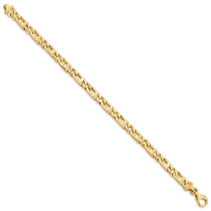 14k 5.9mm Hand-Polished Fancy Link Bracelet-LK171-8