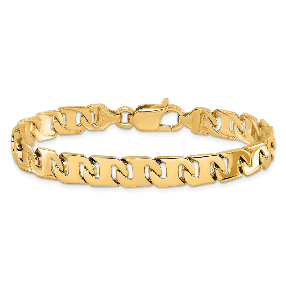 14k 8.3mm Hand-polished Fancy Link Bracelet-LK172-8