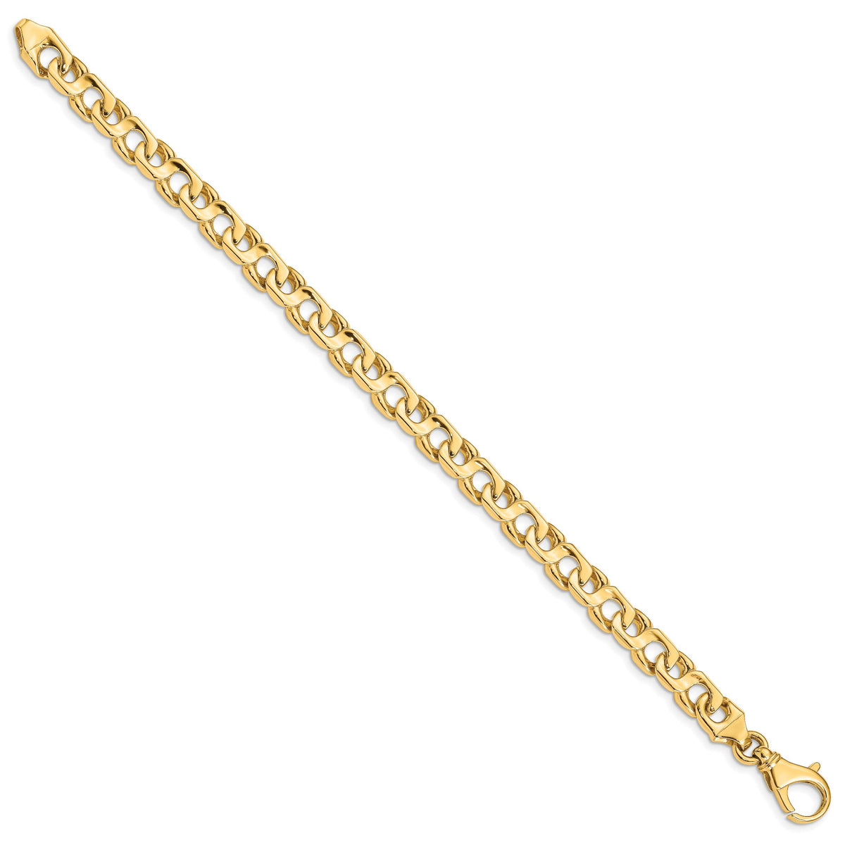14K 7.4mm Hand-polished Fancy Link Bracelet-LK178-8