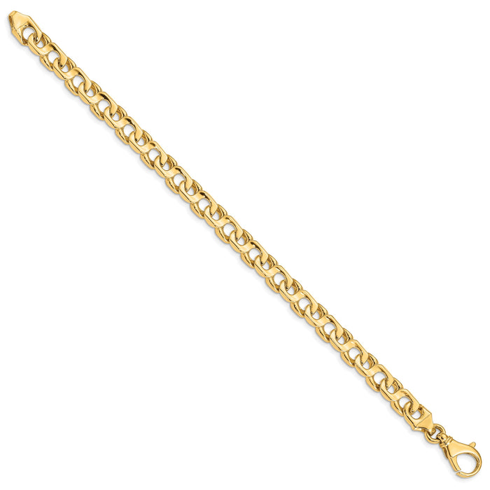 14K 7.4mm Hand-polished Fancy Link Bracelet-LK178-8