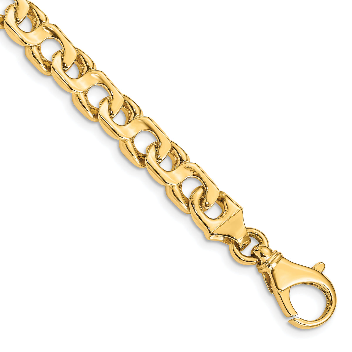 14K 7.4mm Hand-polished Fancy Link Bracelet-LK178-8