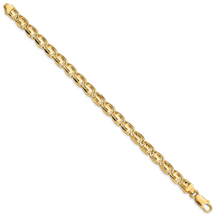 14K 7.5mm Hand-polished Fancy Link Bracelet-LK200-8