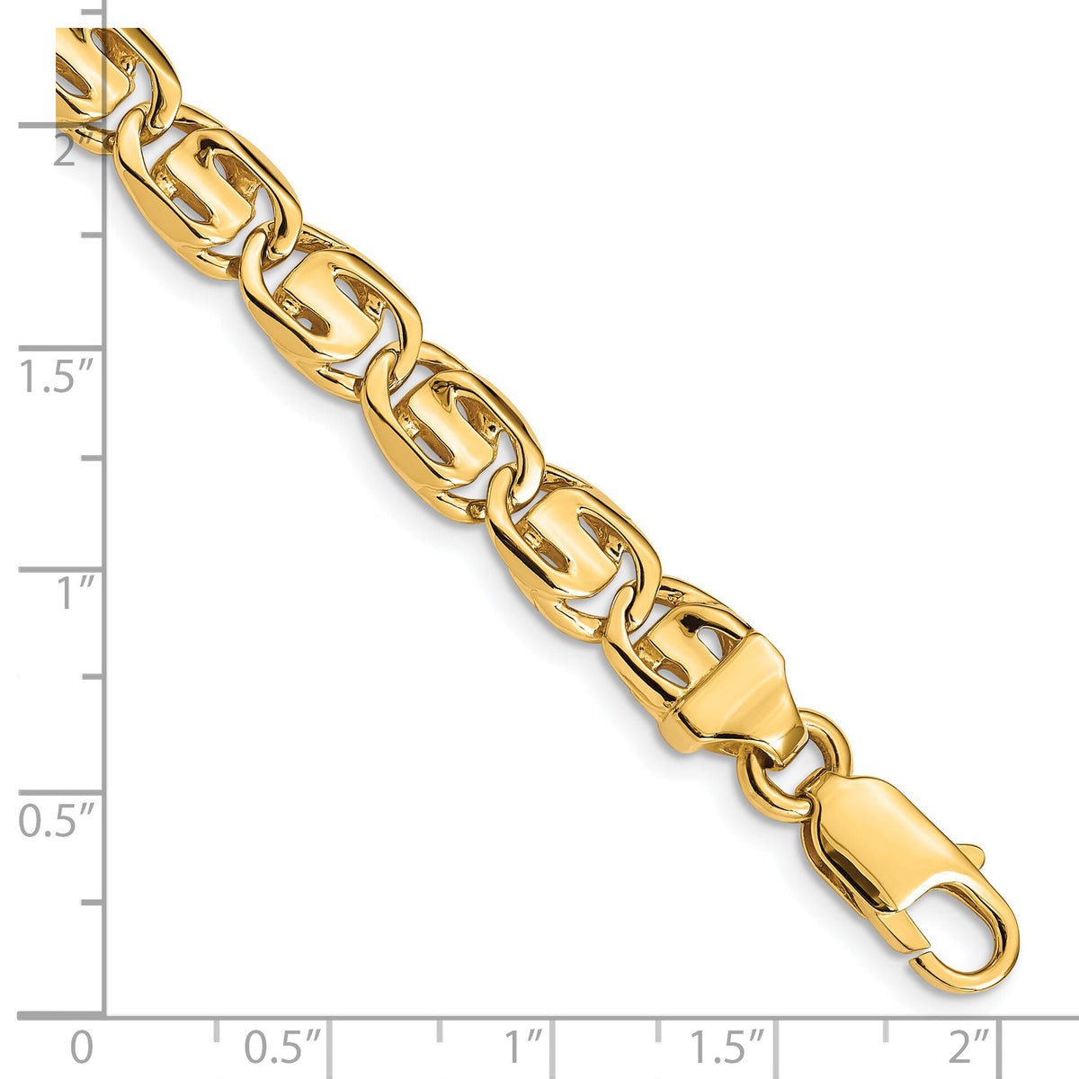 14K 7.5mm Hand-polished Fancy Link Bracelet-LK200-8