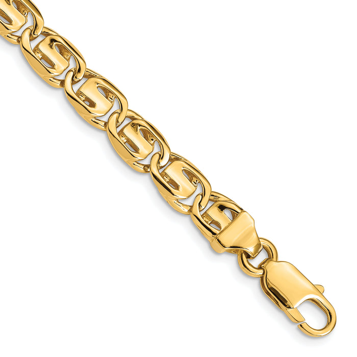 14K 7.5mm Hand-polished Fancy Link Bracelet-LK200-8