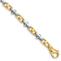 14K Two-tone 5.8mm Hand-polished Fancy Link Bracelet-LK210-8