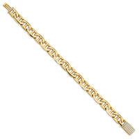 14KY 8mm Hand-polished Anchor Link Diamond Clasp Bracelet-LK213YDIA-8