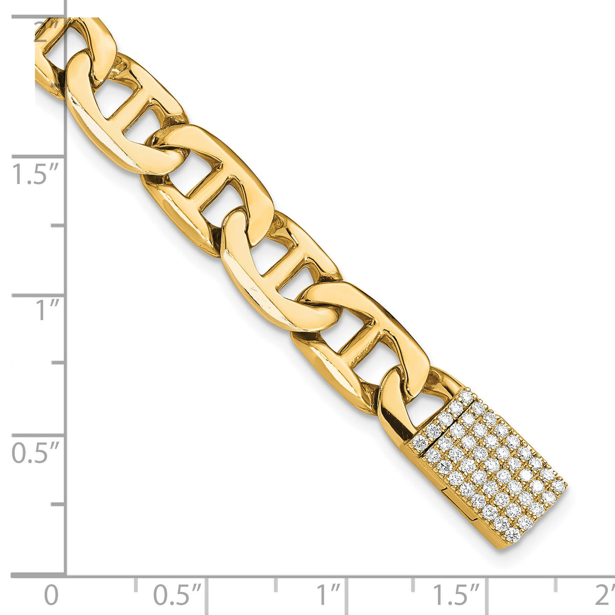 14KY 8mm Hand-polished Anchor Link Diamond Clasp Bracelet-LK213YDIA-8
