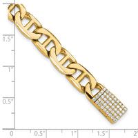 14KY 8mm Hand-polished Anchor Link Diamond Clasp Bracelet-LK213YDIA-8