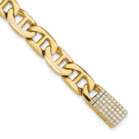 14KY 8mm Hand-polished Anchor Link Diamond Clasp Bracelet-LK213YDIA-8
