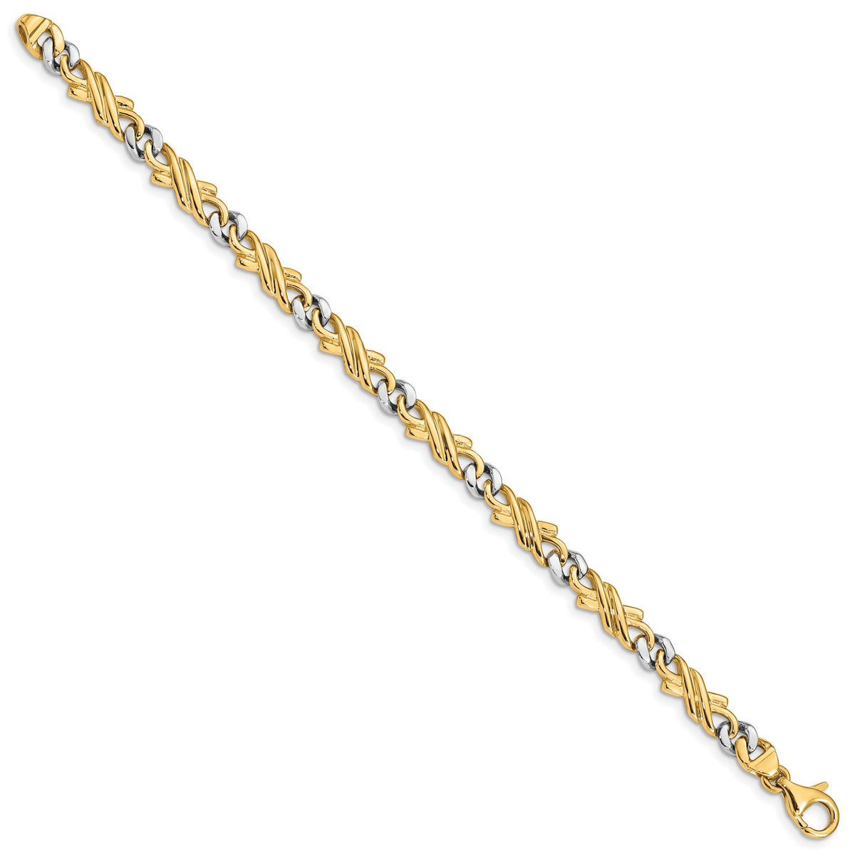 14k Two-tone 6mm Hand-Polished Fancy Link Chain-LK223-7