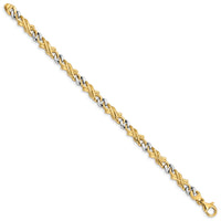 14k Two-tone 6mm Hand-Polished Fancy Link Chain-LK223-7
