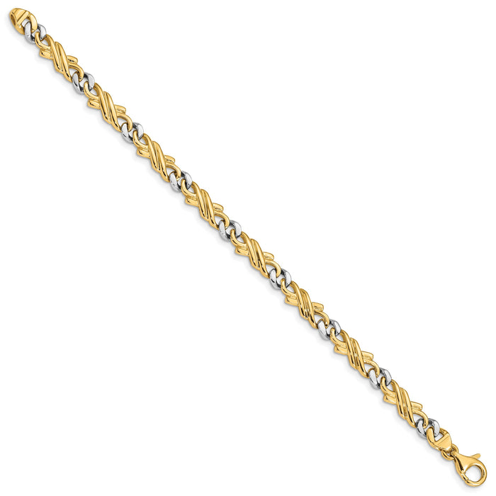 14k Two-tone 6mm Hand-Polished Fancy Link Chain-LK223-7