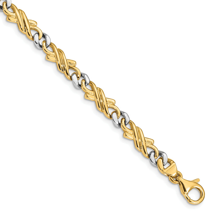 14k Two-tone 6mm Hand-polished Fancy Link Chain-LK223-8