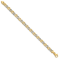14K Two-tone 5.6mm Hand-Polished Fancy Link Bracelet-LK259-7