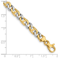 14K Two-tone 5.6mm Hand-Polished Fancy Link Bracelet-LK259-7