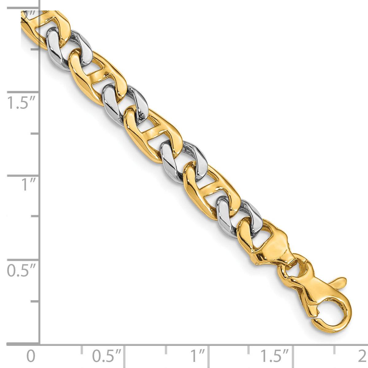 14K Two-tone 5.6mm Hand-Polished Fancy Link Bracelet-LK259-8