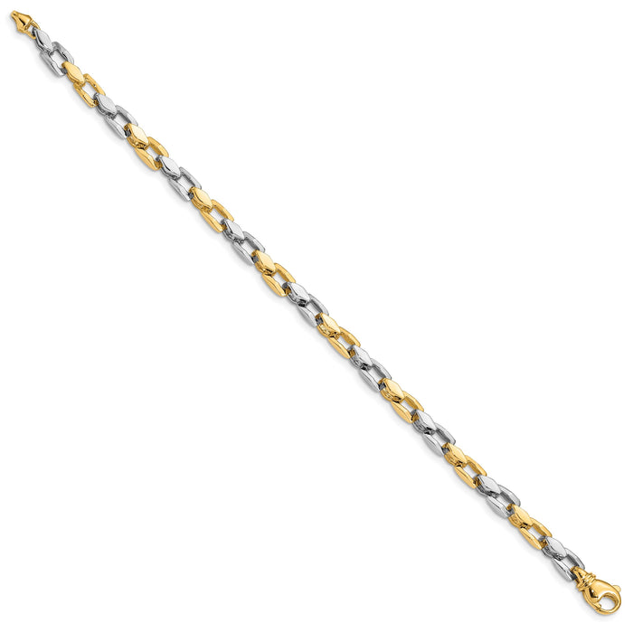 14k Two-tone 4.5mm Hand-polished Fancy Link Bracelet-LK305A-7
