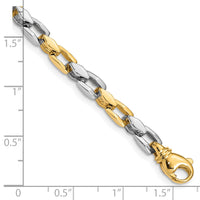 14k Two-tone 4.5mm Hand-polished Fancy Link Bracelet-LK305A-7