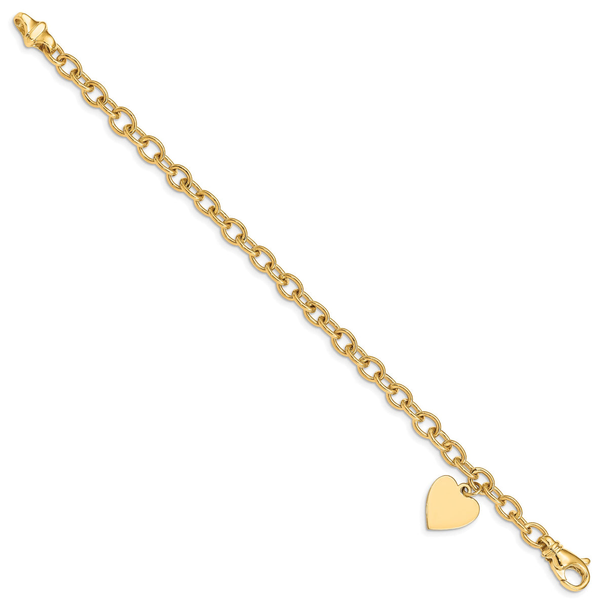 14k Link w/ Heart Charm Bracelet-LK312-7.5
